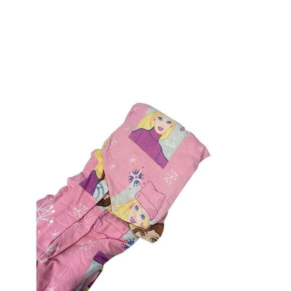 Vintage (2001) Pink Barbie Snowflake Twin Flat Sheet and Fitted Bedding - Picture 4 of 4